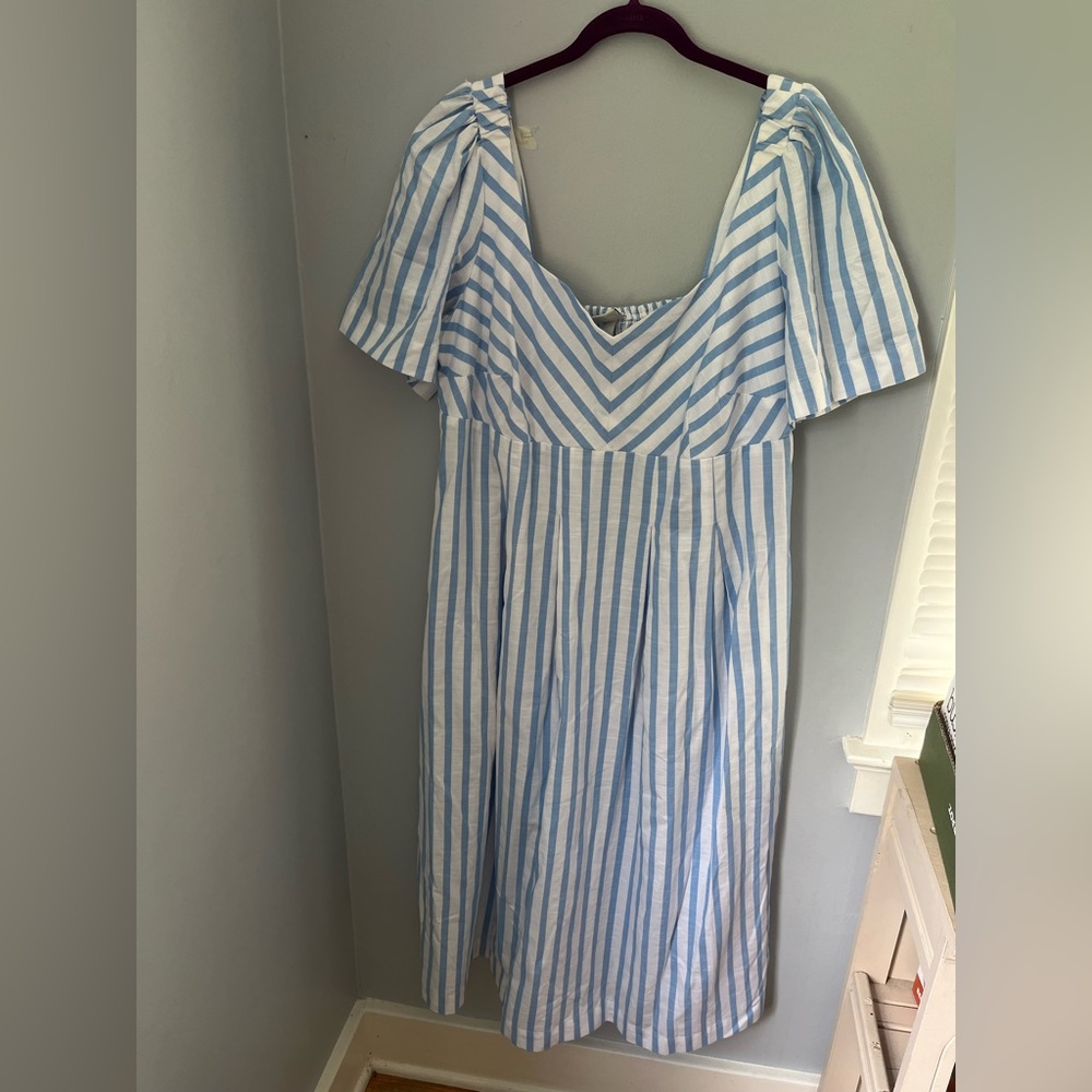 A New Day Blue and White Pleated Sundress